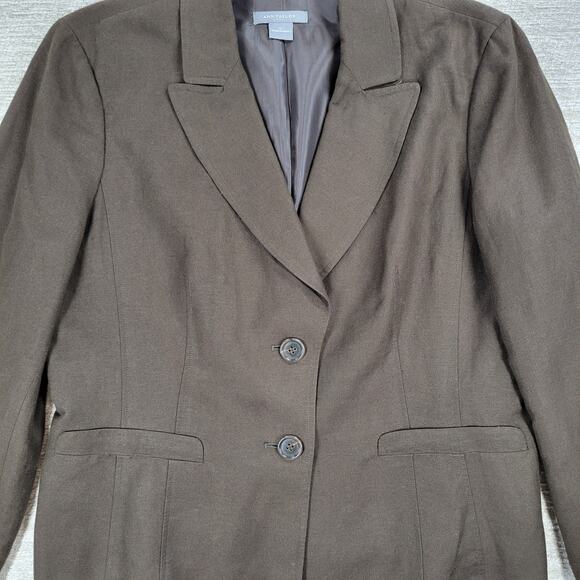 Ann Taylor Linen Jacket Womens 14 Brown Lightweight Office Career Blazer - Picture 8 of 13